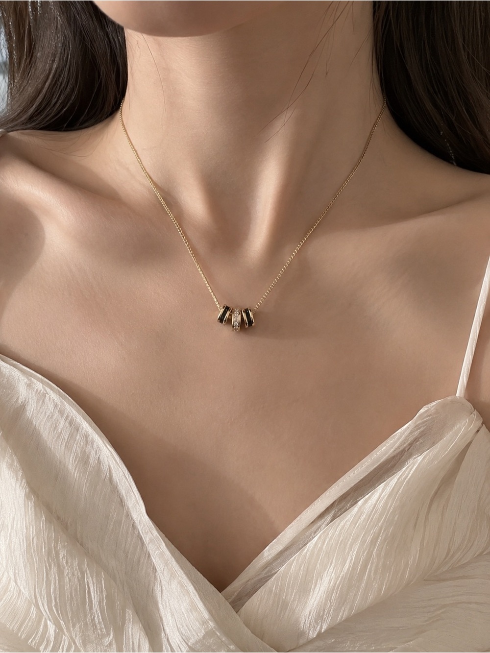 Gold tone Geometric Pendant Necklace Adjustable Chain
